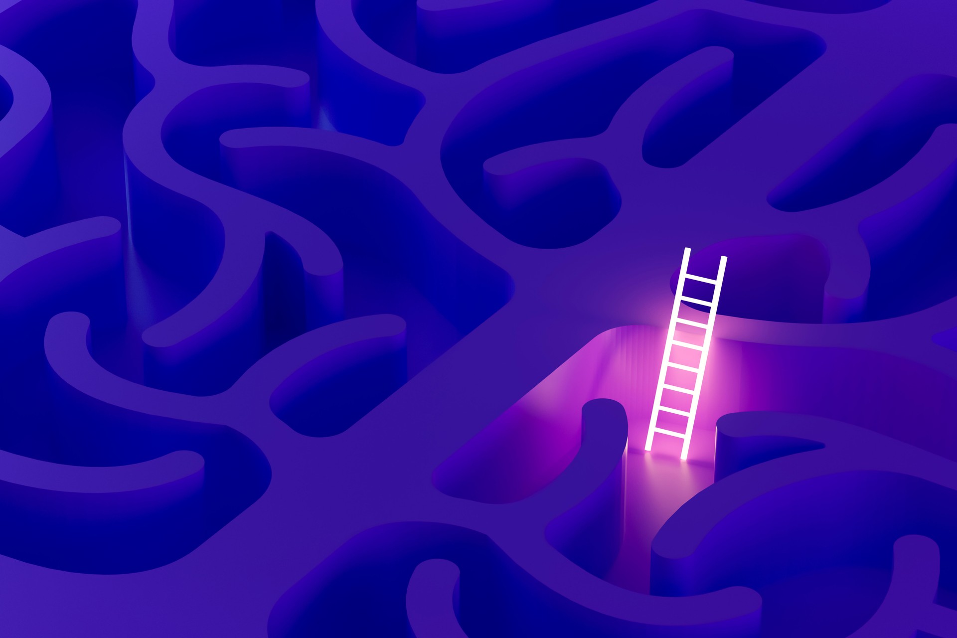 Mental Health, Brain Shape Labyrinth with Staircase